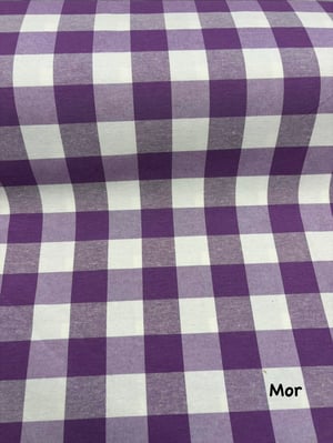 İri Kareli Etu Cotton Keten Mor