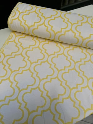 Efes Desen Etu Cotton Keten Kumaş Sarı