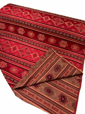 Manusa Kırmızı Çizgili  Etnik Kilim Desen Kumaş 1680