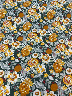 Vintage Çiçekli Premium Poplin D2780 Hardal