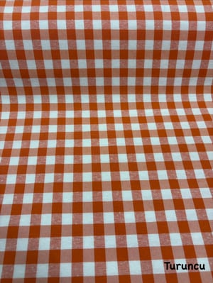 Orta Boy Kareli Etuval Cotton Keten Turuncu