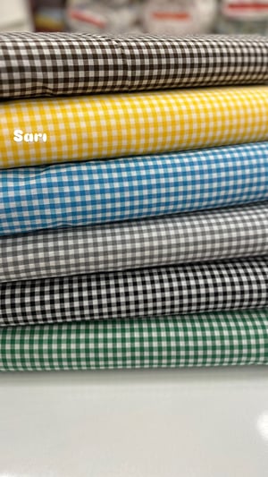 Mini Kareli Desen Poly Poplin Kumaş Sarı