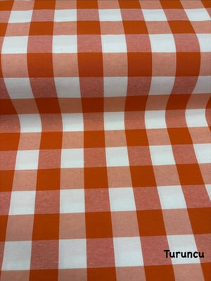 İri Kareli Etu Cotton Keten Turuncu