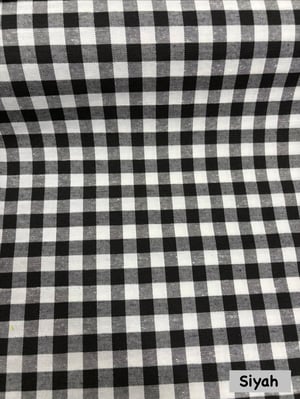 Orta Boy Kareli Etuval Cotton Keten Siyah