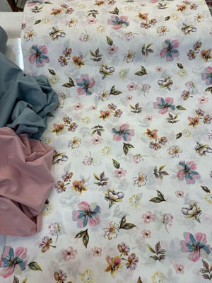 Serpme Mini Çiçek  Desen Akfil Kumaş D2330 Pembe Mavi