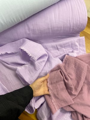 Açık Violet Çift Katlı Düz Renk Müslin
