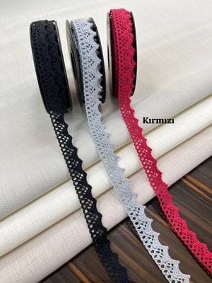 Zigzag Desen İnce Pamuk Güpür Kırmızı
