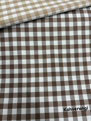 Orta Boy Kareli Etuval Cotton Keten Kahverengi