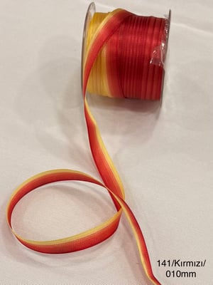 141 No Kırmızı Batik İpek Kurdele 10 Mm Genişlikli