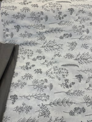 Floral Eskiz Desen Poplin D80685 Koyu Gri
