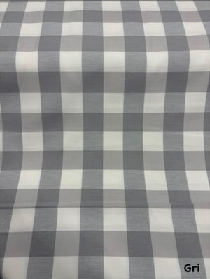 İri Kareli Etu Cotton Keten Gri