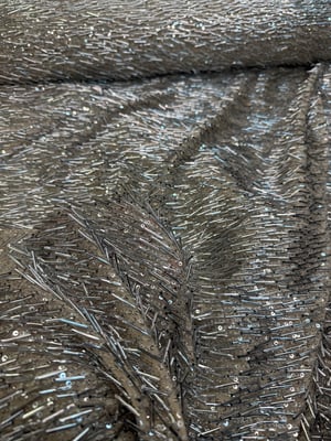 Boru Boncuk Detaylı Pul Payet Kumaş Df25 Vanilya