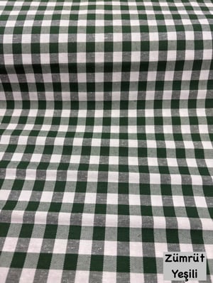 Orta Boy Kareli Etuval Cotton Keten Zümrüt Yeşili