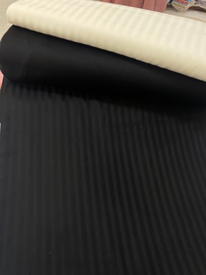Kendinden Çizgili Penye Pamuk Saten Kumaş Siyah