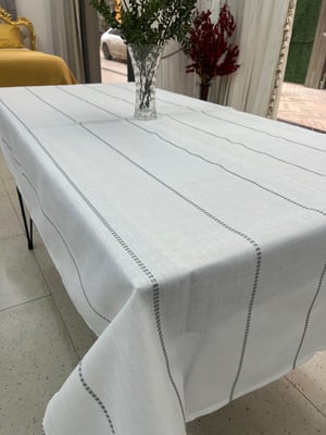 Belen Çizgili Masa Örtüsü Gri