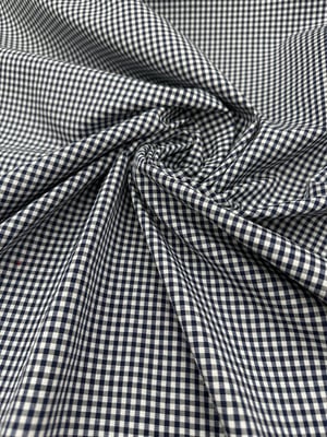 Mini Kareli Poplin Kumaş Lacivert