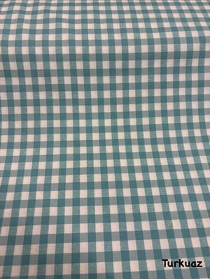Orta Boy Kareli Etuval Cotton Keten Turkuaz