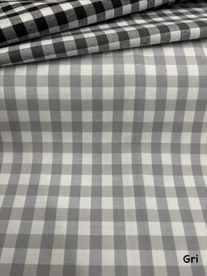 Orta Boy Kareli Etuval Cotton Keten Gri