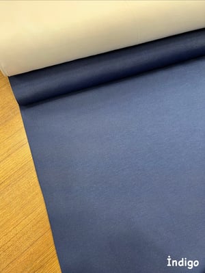 Düz Renk Duck Keteni İndigo Mavi