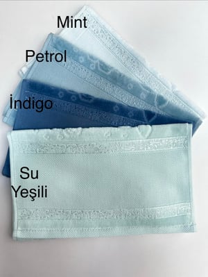 Etamin Boşluklu, Püskülsüz Kadife Mutfak Havlusu Su Yeşili