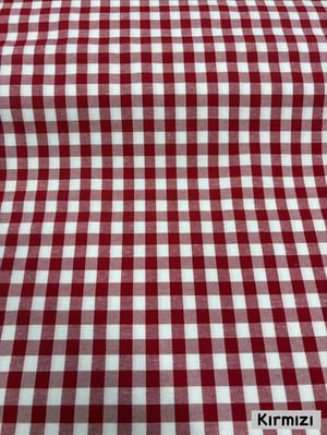Orta Boy Kareli Etuval Cotton Keten Kırmızı