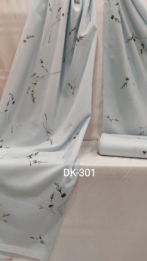 Açık Mavi Çiçek Desenli Empirme Kalın Şifon Dk 301