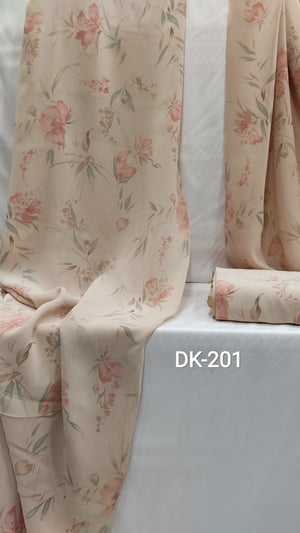 Açık Somon Vintage Çiçek Desenli Krep Şifon Dk 201
