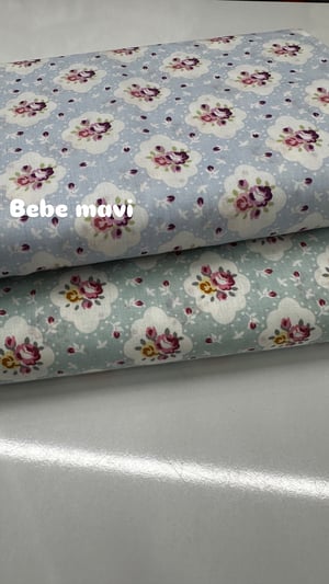 Çerçeve İçi Gül Desen Poplin D89200 Bebe Mavi