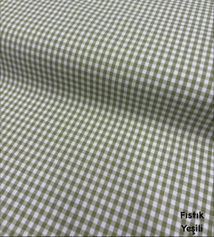 Mini Kareli Etuval Cotton Keten Fıstık Yeşili