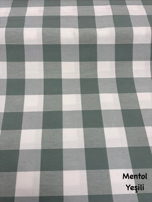 İri Kareli Etu Cotton Keten Mentol Yeşili