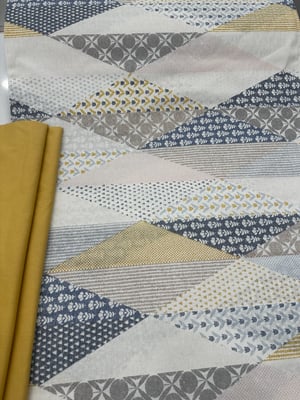 Nordik Patch Desenli Akfil Kumaş D88250 Mavi