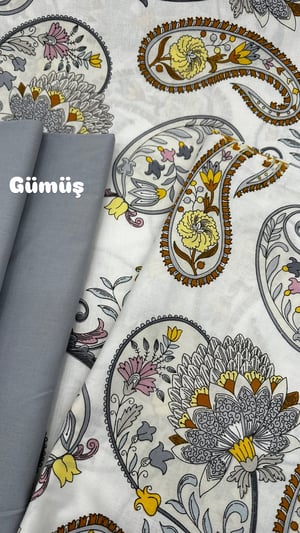 İçi Dolu Etnik Şal Desenli Akfil Kumaş D88900 Gri Hardal