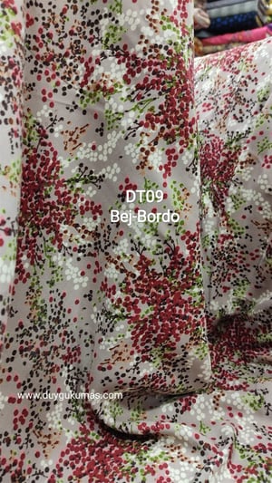 Bej Bordo Desenli DT09 Tek En Viskon