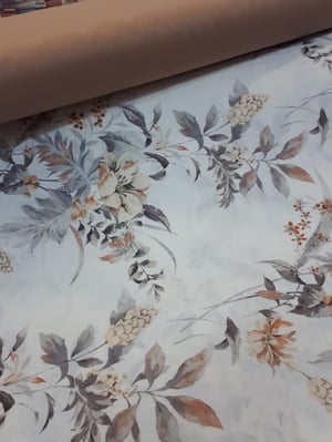 Bej Gri Çiçek Desenli Akfil D132
