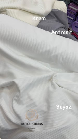 Beyaz Çizgili Etuval Şönil Pike Kumaş 