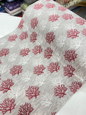 Bordo Mercan Desenli Pazen Kumaş