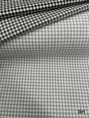 Mini Kareli Etuval Cotton Keten Gri