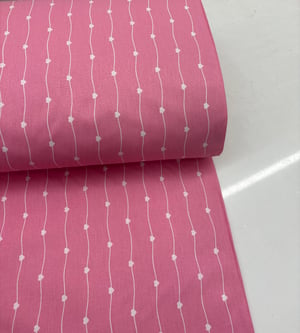 Camelia Kalpli Çizgiler Desen Poplin Akfil Kumaş Pembe