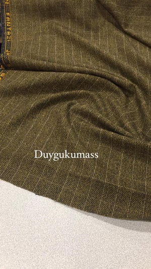 Çizgili Yeşil Arca Süper Yün Flanel Kumaş