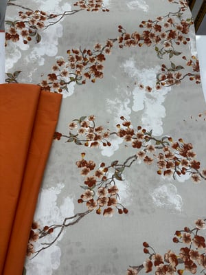 Bahar Dalı Çiçekleri Desenli Akfil Kumaş D88300 Tarçın