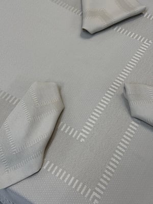 Polka Desen Etamin Boşluklu Peçete 2 Adet Dikili Bej