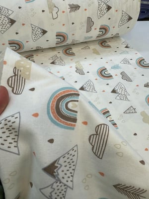 D68 Turkuaz ve Turuncu Pastel Gökkuşağı Desenli Pazen