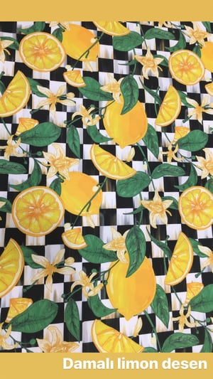 Damalı Limon Dijital Desen Kumaş
