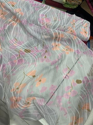 Desenli Yakma Şifon Dk 301 Gri