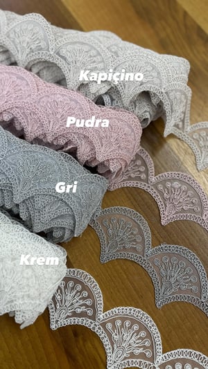 Firuze Aplik Detaylı D2750 Desen Fransız Güpürü (1 Top) Pudra Pembesi