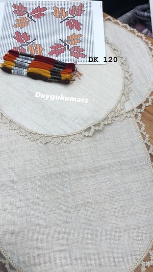 DK 120 nolu Şablon ve İpler Dahil Papatya Desen Güpür Detaylı Oda Takımı