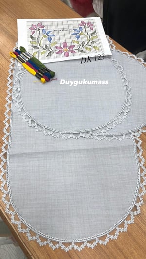DK 123 nolu Şablon ve İpler Dahil Papatya Desen Güpür Detaylı Oda Takımı