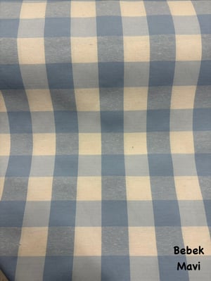 İri Kareli Etu Cotton Keten Bebek Mavi