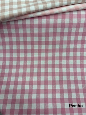 Orta Boy Kareli Etuval Cotton Keten Pembe