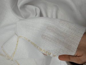 Simli Etuval Linen Kumaş Beyaz